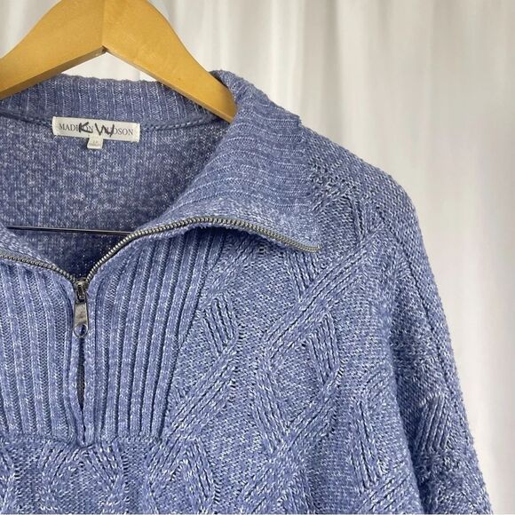 Madison + Hudson 1X Y2K Retro 1/4 Zip Cable Knit Pullover Sweater Mockneck Boxy - Picture 9 of 9